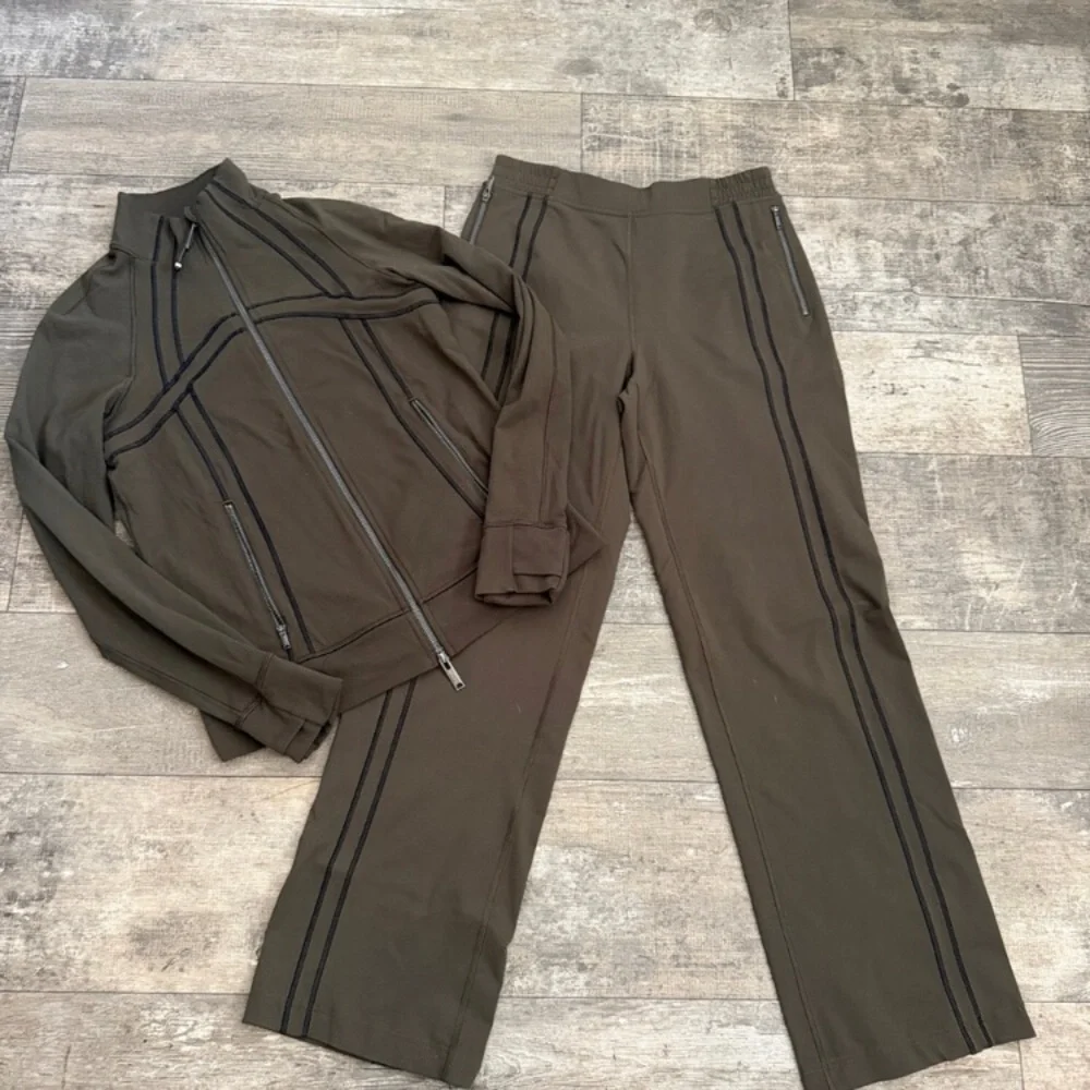 Lululemon SET Define Track Jacket Matching Wide Pants  Luon 6 Small Olive